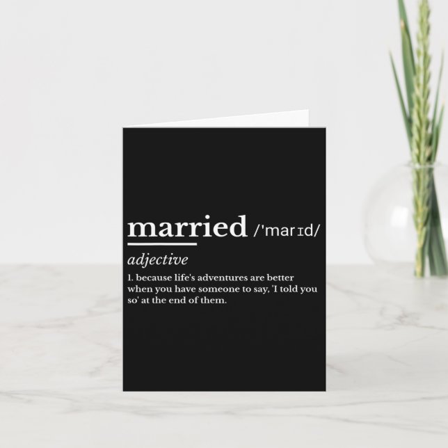 Married Life Funny Definition Joke Humour Marriage Card (Front)