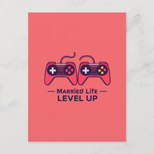 Married Life Level Up Gaming Art Postcard