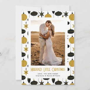 Married Little Christmas Ornaments Newlywed Photo Holiday Card