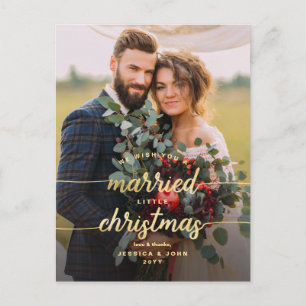 Married Little Christmas Photo Wedding Thank you Holiday Postcard