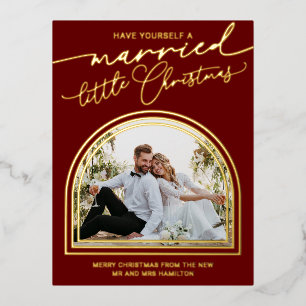 Married Little Christmas Wedding Foil Postcard