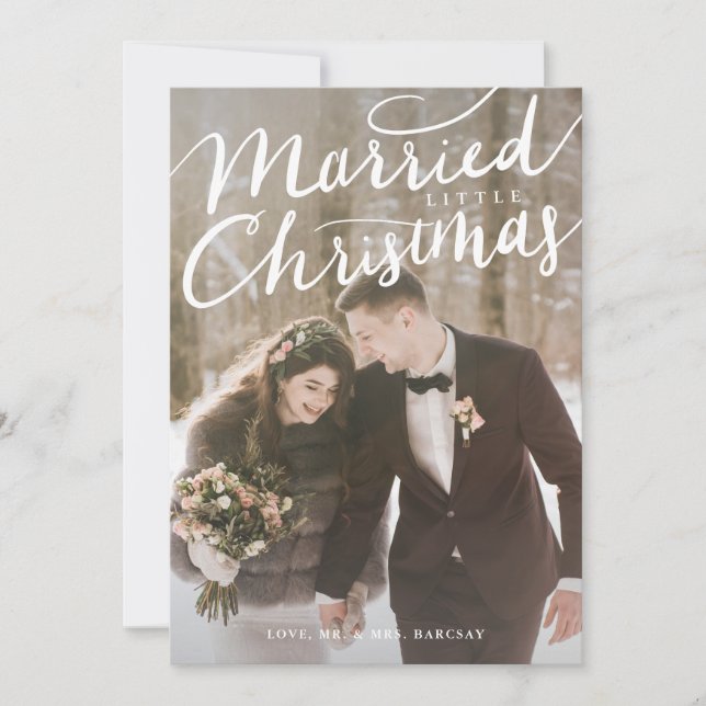 Married Little Christmas Wedding Photo Holiday Card (Front)