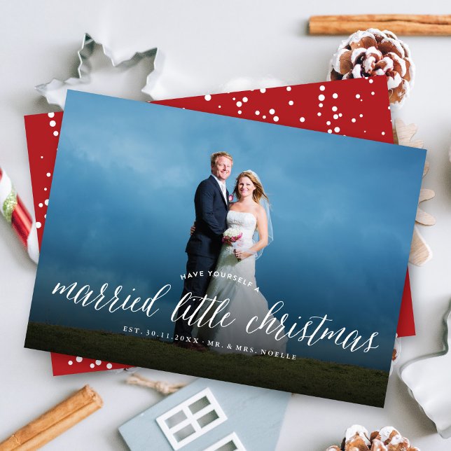 Married Little First Christmas Photo Wedding Holiday Card (Creator Uploaded)