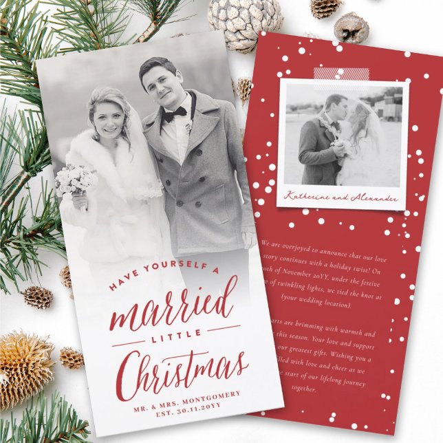 Married Little First Christmas Photo Wedding Holiday Card (Creator Uploaded)