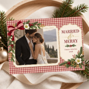 Married & Merry Christmas Photo Holiday Card