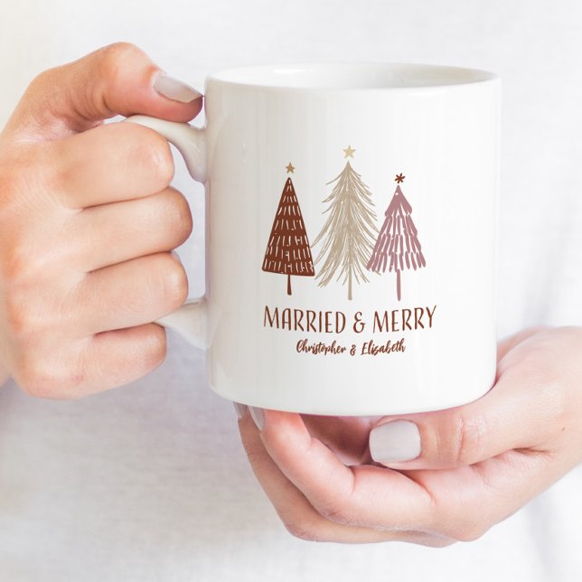 Married Merry First Christmas Tree Holiday Mr Mrs Coffee Mug (Creator Uploaded)
