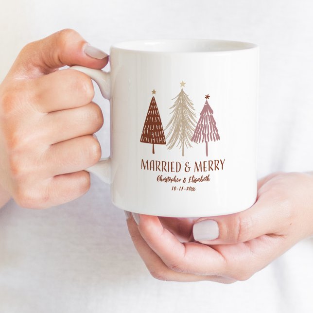 Married Merry First Christmas Tree Holiday Mr Mrs Coffee Mug (Creator Uploaded)