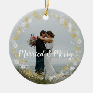 Married & Merry first christmas tree ornament