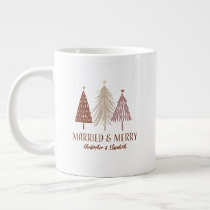 Married Merry First Christmas Trees Holiday Mr Mrs Large Coffee Mug