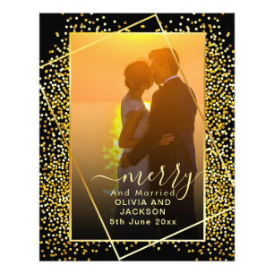 Married & Merry Gold Glitter Trim Christmas Glass  Photo Print