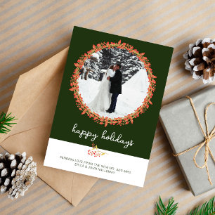 Married Merry Happy Holidays Christmas Photo Card