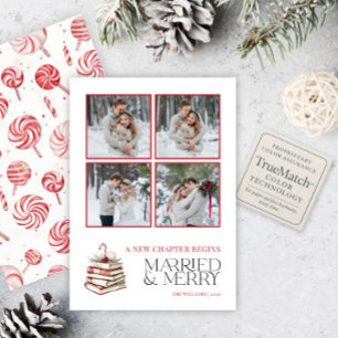 Married & Merry New Chapter Candy Cane Photo Holiday Card