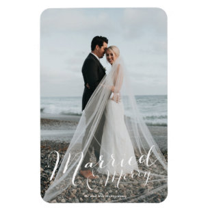 Married Merry Newlywed Christmas Photo Magnet