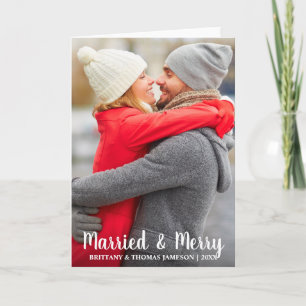 Married & Merry Newlywed Photo Fold Card
