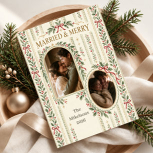 Married & Merry Newlywed Photo Holiday Card