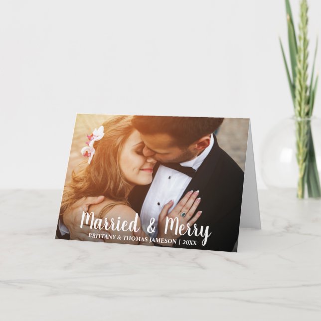 Married & Merry Newlywed Wedding Photo Card FW (Front)