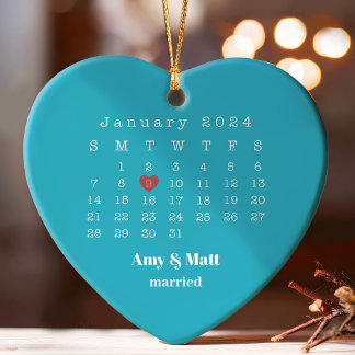 Married & Merry Photo, Names & Date Christmas Ornament