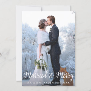 Married & Merry Wedding Christmas Photo Card L