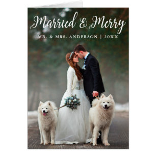 Married & Merry Wedding Christmas Photo Fold Card