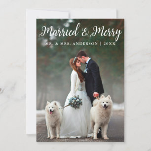 Married & Merry Wedding Photo Christmas Card L