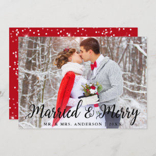 Married & Merry Wedding Photo Christmas Card S