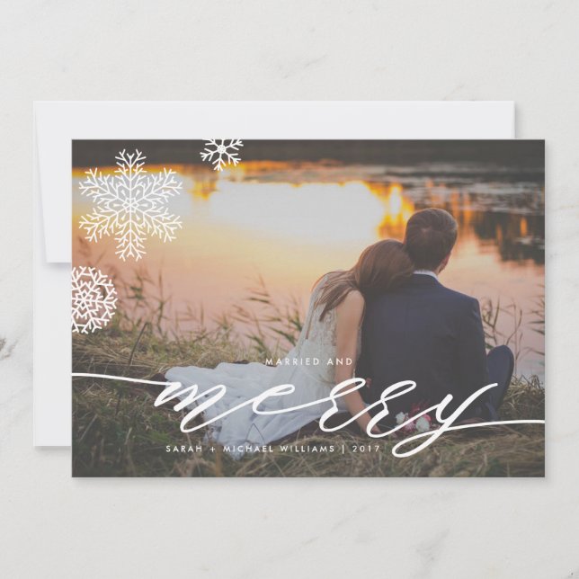 Married & Merry Winter Wonderland Photo Cards (Front)
