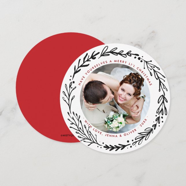 Married n Merry Christmas Wreath Holiday Card (Front/Back)