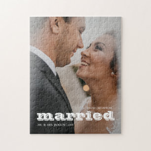 Married Newlyweds Valentine's Day Wedding Photo Jigsaw Puzzle