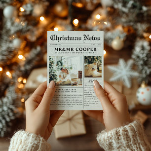 Married Newspaper Christmas Photo Holiday Card