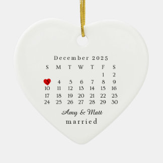 Married Ornament, Wedding Gift, Wedding Date Ceramic Ornament