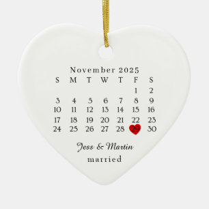 Married Ornament, Wedding Gift, Wedding Date  Ceramic Ornament