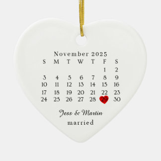 Married Ornament, Wedding Gift, Wedding Date Ceramic Ornament