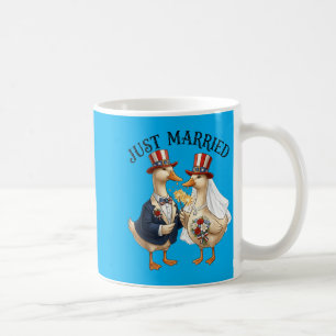 Married Patriotic Duck Couple Funny 4th Of July Coffee Mug