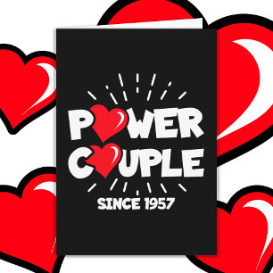 Married Power Couple 1957 Cute Wedding Anniversary Card