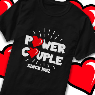 Married Power Couple 1982 Cute Wedding Anniversary T-Shirt