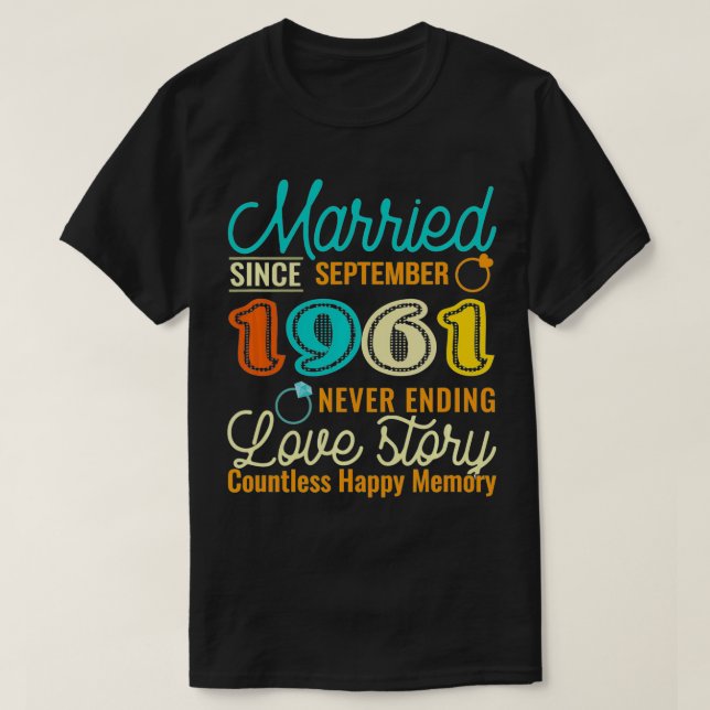 Married September 1961 Love Story 60th Wedding Ann T-Shirt (Design Front)