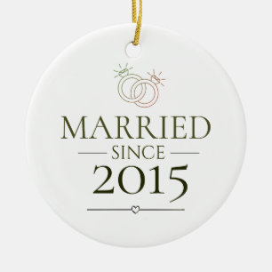 Married Since Personalised Year Minimal Couple Ceramic Ornament