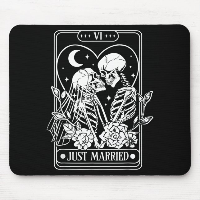 Married Skeleton Couples Tarot Card Mr Mrs Gothic Mouse Pad (Front)