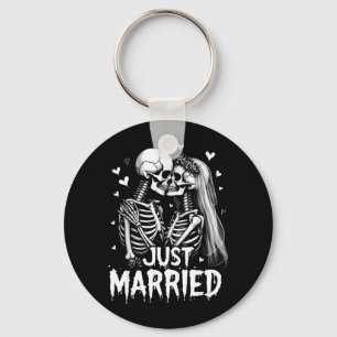 Married Skeletons Bride and Groom Halloween Party Key Ring