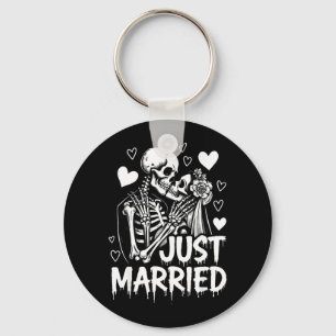 Married Skeletons Gothic Wedding Halloween Party Key Ring