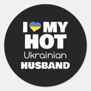 Married To Hot Ukraine Man I Love My Hot Ukrainian Classic Round Sticker
