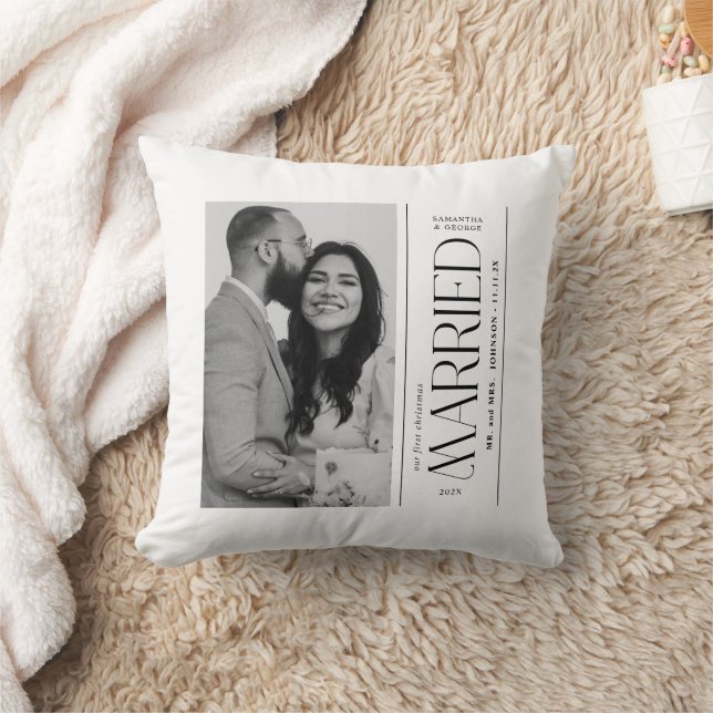 Married Wedding Photo Newlyweds Christmas Cushion (Blanket)