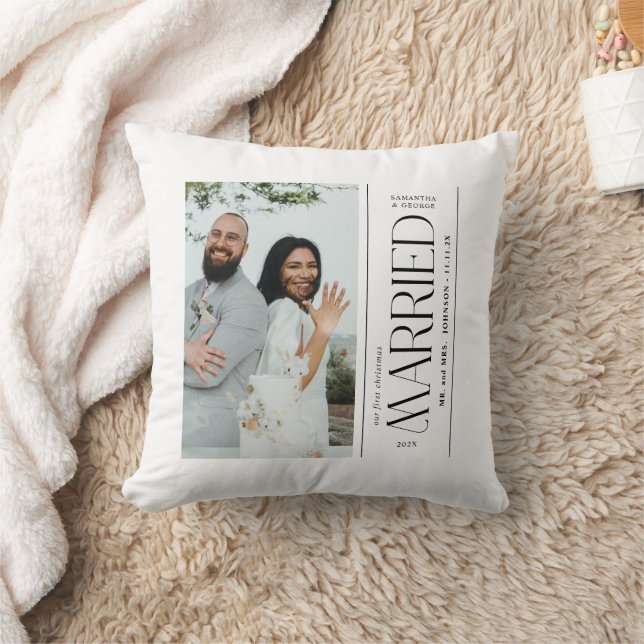Married Wedding Photo Newlyweds Christmas Cushion (Blanket)