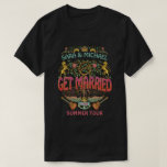 Married Wedding Retro 70s Band Concert Logo Theme  T-Shirt<br><div class="desc">Celebrate your wedding with these cool t-shirts that feature your very own band. Made to look like a rock / concert logo from the 70s, these unique shirts include a tree, roses, regal lions, a crown, fish, wings, guitars, and an anchor. All text can be easily changed through the templates,...</div>