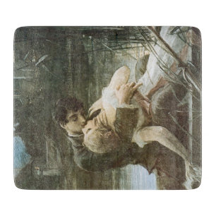 Married Young Couple in Love (Kissing in a Boat) Cutting Board
