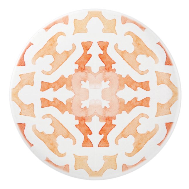 Marrocan tile in orange ceramic knob (Front)