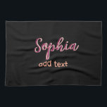 marron add name girl boss text black elegant tea towel<br><div class="desc">girly design</div>