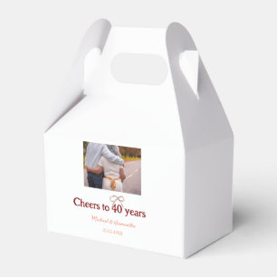 Marron bow cheers to 40 years anniversary wedding  favour box