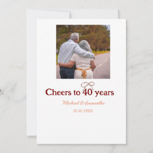 Marron bow cheers to 40 years anniversary wedding  invitation