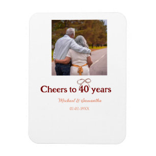 Marron bow cheers to 40 years anniversary wedding magnet